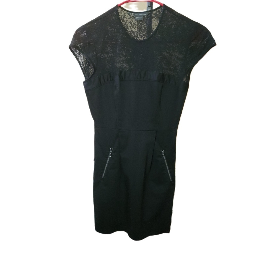 Armani Exchange Black Lace Sheath Dress Petite 0